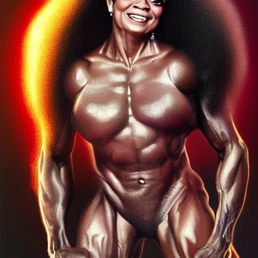 Image similar to Diana ross with the physique of a body builder, hyper realistic, ultra detailed, cinematic, dynamic lighting, photorealistic, refined, intricate, digital art, digital painting, masterpiece, 8k