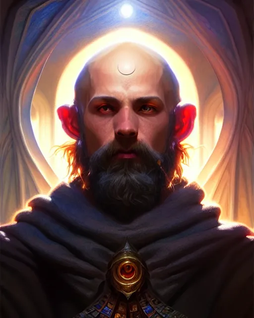 Prompt: borys the wizard, dark sun d & d fantasy character portrait, magical aura, ultra realistic, intricate, elegant, highly detailed, digital painting, artstation, smooth, sharp, focus, illustration, art by artgerm and greg rutkowski and alphonse mucha, beautifully detailed, rim light, 8 k