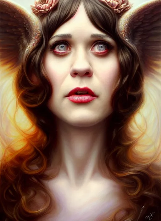 Prompt: zooey deschanel as an devil, aesthetic, fine art, intricate, elegant, highly detailed, realistic hair, centered, digital painting, art station, conceptual art, soft, sharp focus, illustration, artwork, artgerm, tomasz alen kopera, peter mohrbacher, donato giancola, wlop, boris vallejo