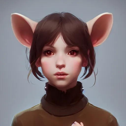 Image similar to character design portrait of an anthropomorphic furry rat girl with rat ears and a tail, 4 k, concept art, by wlop, ilya kuvshinov, artgerm, krenz cushart, pixiv.