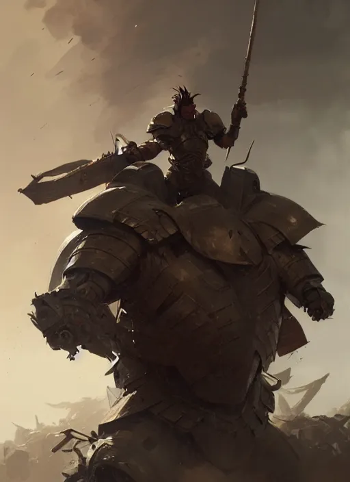 Prompt: portrait epic armored war commander biting a flag and losing his arms. highly detailed, digital painting, concept art, smooth, sharp focus, illustration, art by greg rutkowski