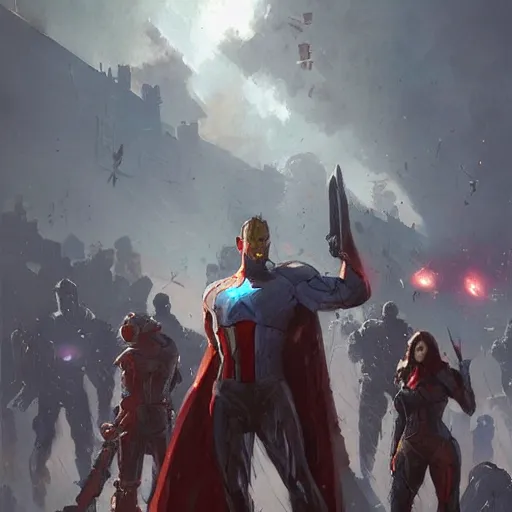 Image similar to bany avengers by greg rutkowski