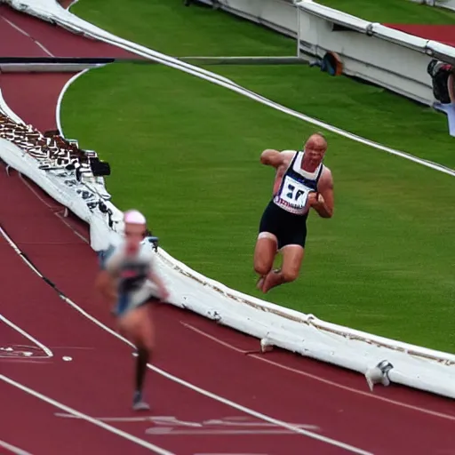 Image similar to photo finish as prince charles wins the 1 0 0 metres sprint in new world record