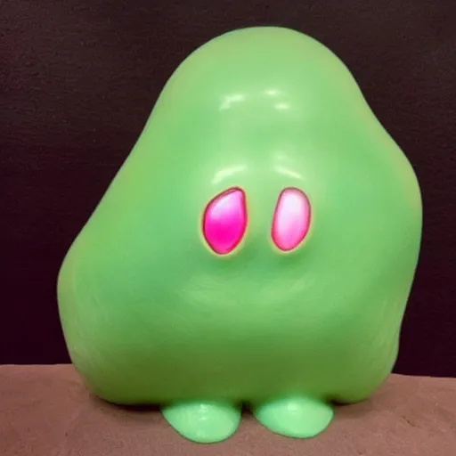 Image similar to mixture between ditto and jynx, slime lady pokemon hybrid, lips and blob