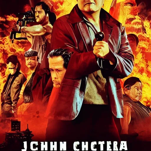 Prompt: poster of the action movie : john china 4 slow and calm