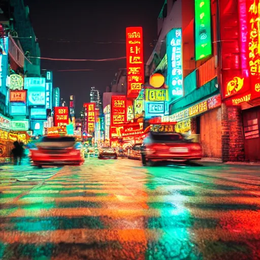 Image similar to neon streets of seoul, 4 k, award winning photo