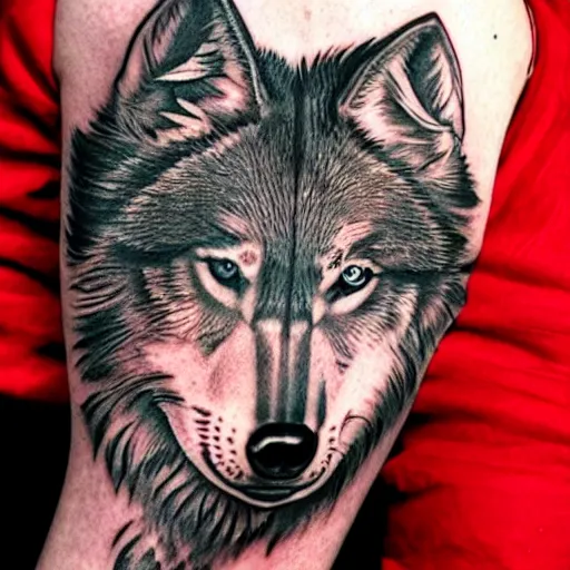 Image similar to a tattoo design of a beautiful wolf girl, in the style of den yakovlev, hyper - realistic, amazing detail