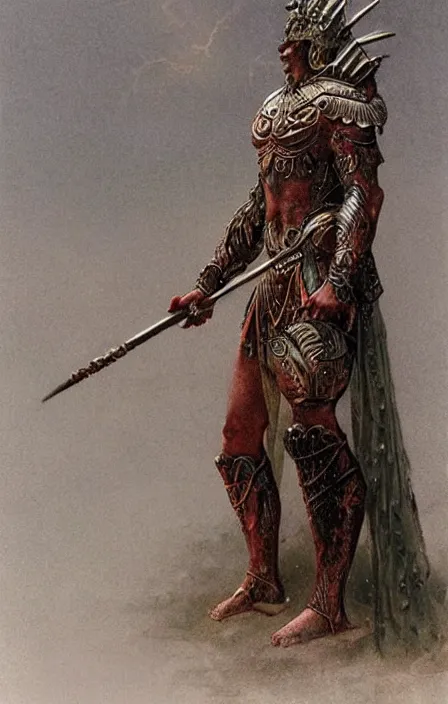 Image similar to zeus god, wearing thunder armor, ancient greek ornamented armor, beksinski, weta workshop concept art