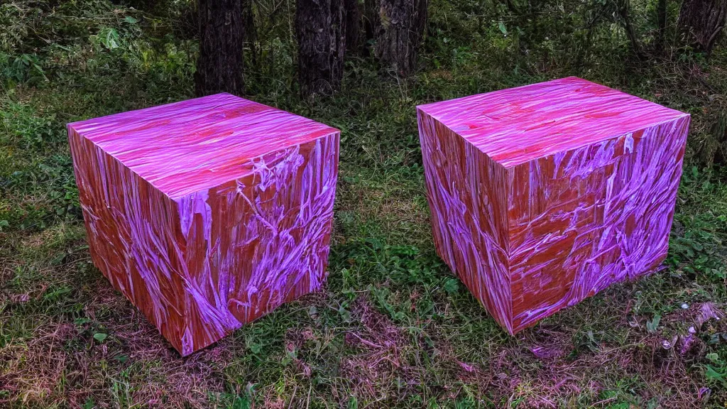 Prompt: outrun formless saloon cube ( s ) in nature