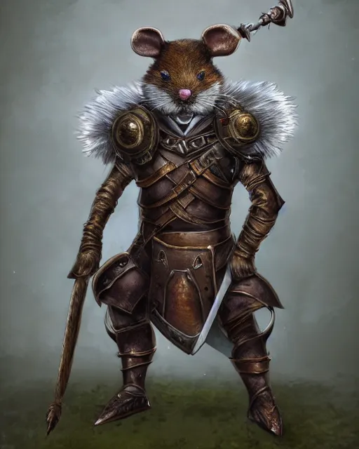 Image similar to a full body shot of an anthro furry rat wearing a fantasy medieval armor striking a heroic pose, fantasy, artstation, furry art, furaffinity, deviantart, symmetrical, highly detailed, award winning, trending