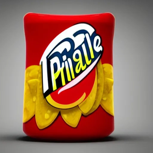 Image similar to the new futuristic Pringles logo, 3d render