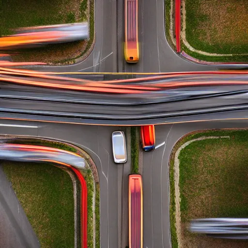 Image similar to a stunning aesthetic wallpaper of a city highway full of traffic with a train track and bus lane nearby, photograph by clemens ascher, 8 k, soft focus, cinematic lighting, trending on flicker, super resolution.