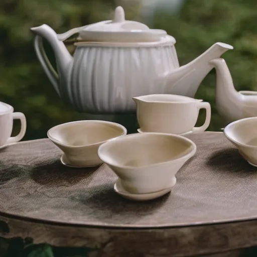 Prompt: dancing tea set, photography,