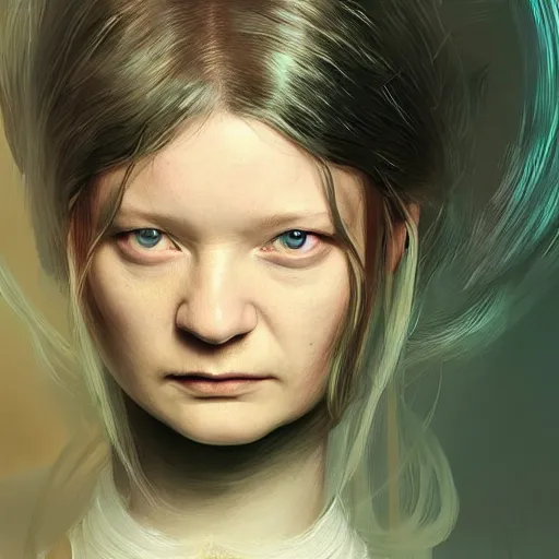 Image similar to mia wasikowska portrait, dystopia core, apocalyptic, armor, warrior, dramatic, sharp focus, fiction, neon, fantasy, hyper detailed, digital art, trending in artstation, cinematic lighting, studio quality, smooth render, unreal engine 5 rendered, octane rendered, art style and nixeu and wlop and krenz cushart