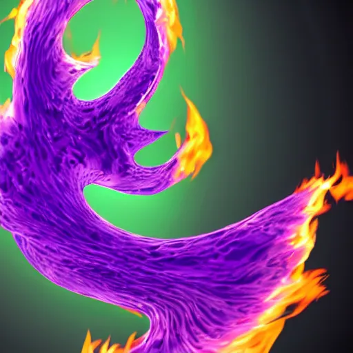 Prompt: of a fire simulation of a purple magic flames swirling around a bulky mysterious character