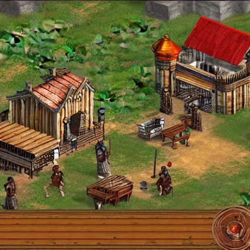 Image similar to mcdonald's restaurant in age of empires ii, detailed screenshot