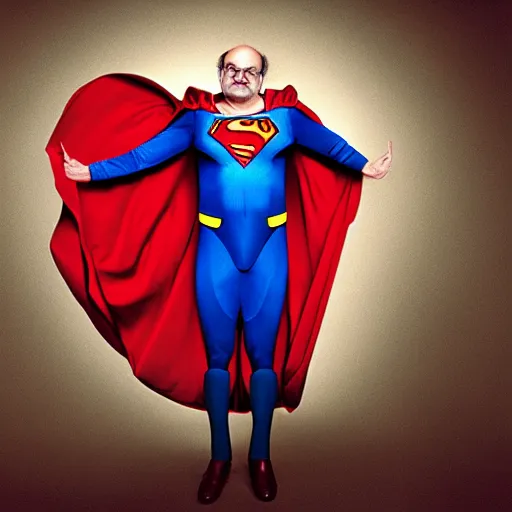 Image similar to kodachrome photographic portrait of author, salman rushdie as superman from the year 3 0 0 0, portrait by annie liebowitz