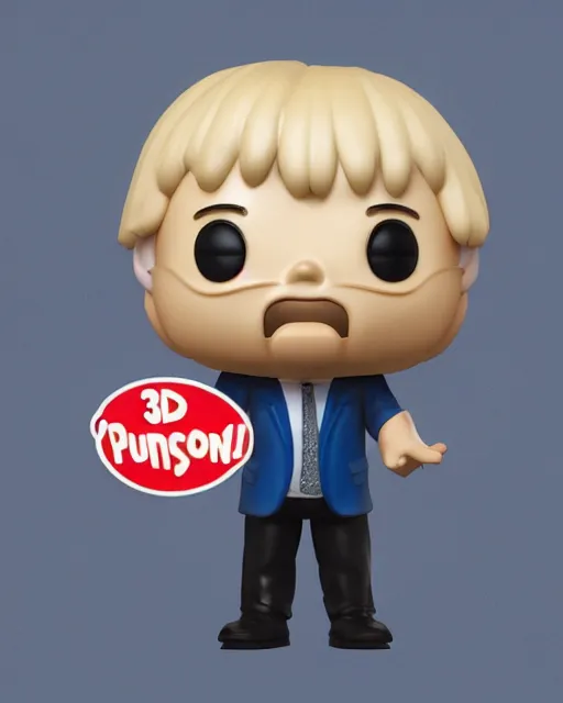 Image similar to full body 3d render of funko pop boris johnson as a funko pop, studio lighting, white background, blender, trending on artstation, 8k, highly detailed