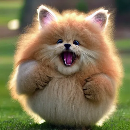 Image similar to Fluffy happy creature wants a hug.