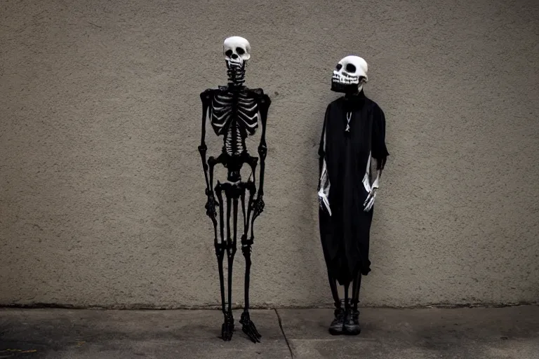 Image similar to wide angle, dystopian skeletal shaman by mothmeister