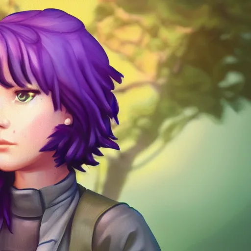 Prompt: Abigail from stardew valley, purple hair, portrait, cgsociety, realistic, highly detailed, sublime, 16k, smooth, sharp focus, trending on ArtStation, hyperdetailed, volumetric lighting