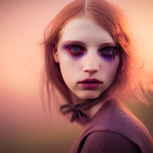 Prompt: photographic portrait of a stunningly beautiful english emo female in soft dreamy light at sunset, soft focus, contemporary fashion shoot, in a tim burton movie, by edward robert hughes, annie leibovitz and steve mccurry, david lazar, jimmy nelsson, extremely detailed, breathtaking, hyperrealistic, perfect face, octane render