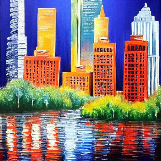 Prompt: bob ross painting of new york city