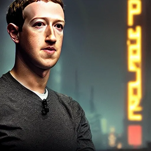 Image similar to mark zuckerberg in blade runner 2 0 4 9