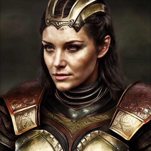 Prompt: the elder scrolls vi character brunette female portrait partially clothed in exquisitely deatiled metal - plated battle armour, atmospheric lighting, painted, intricate, volumetric lighting, beautiful, rich deep colors masterpiece, sharp focus, ultra detailed by leesha hannigan, ross tran, thierry doizon, kai carpenter, ignacio fernandez rios