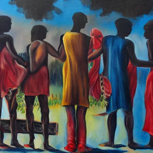 Prompt: slavery in friendship. painting