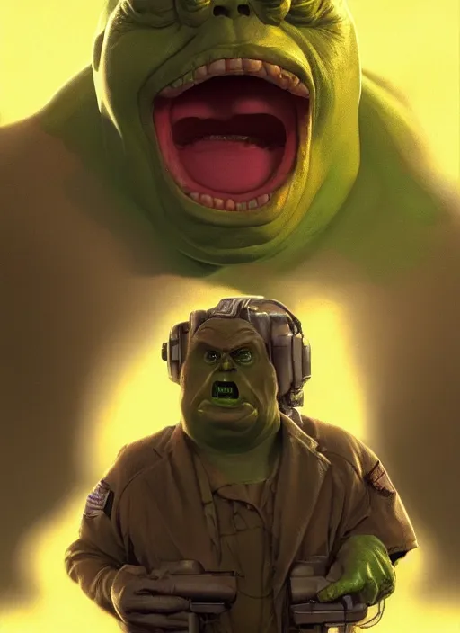 Image similar to portrait, super natural being, slimer from ghostbusters, dramatic lighting, cinematic, establishing shot, extremly high detail, foto realistic, cinematic lighting, post processed, concept art, artstation, matte painting, style by eddie mendoza, raphael lacoste, alex ross