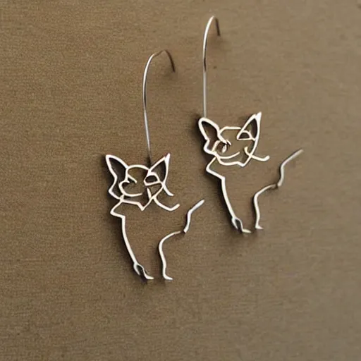 Image similar to 2d lasercut cat earrings, popular on artstation, popular on deviantart, popular on pinterest