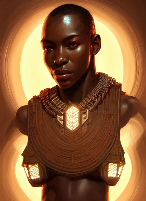 Image similar to symmetry!! portrait of apex legends african man, intricate, elegant, glowing lights, highly detailed, digital painting, artstation, glamor pose, concept art, smooth, sharp focus, illustration, art by artgerm and greg rutkowski, artey freytag