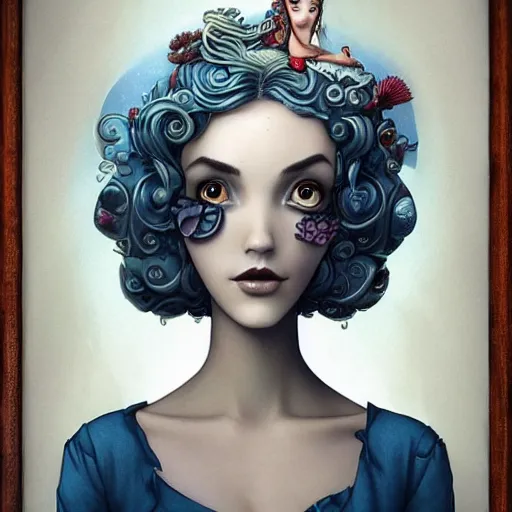 Image similar to Lofi aquatic portrait Pixar style by Joe Fenton and Stanley Artgerm and Tom Bagshaw and Tim Burton