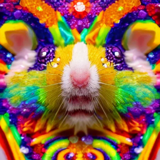 Image similar to rainbow hamster made out of large rainbow gems, 8 k hd