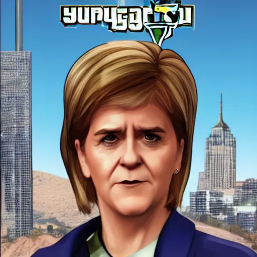 Image similar to nicola sturgeon in gta v artwork