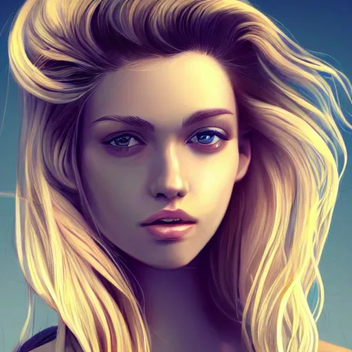 Image similar to a beautiful blonde woman with smooth face and smooth jawline, artstation, digital art, detailed, sharp