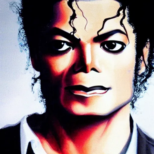 Prompt: cold serious Michael Jackson points at you with anger