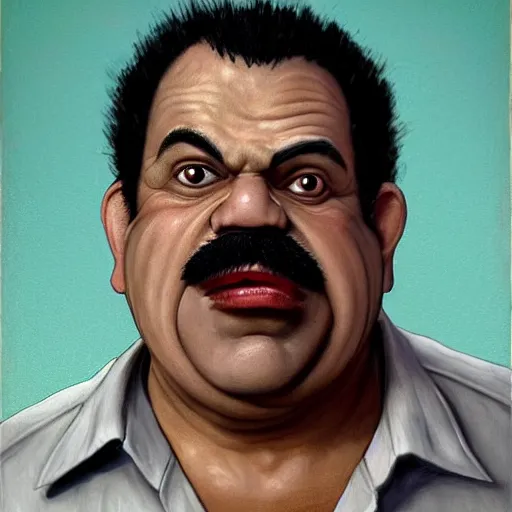 Image similar to beautifully rendered masterpiece, portrait, caricature, claymation, luis guzman as luigi making absurd silly looking faces,