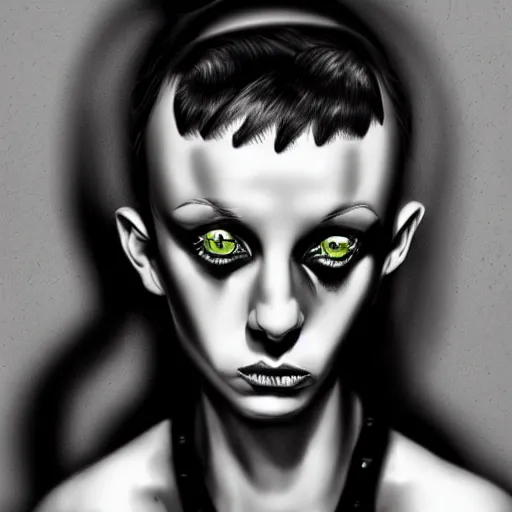 Image similar to black and white zeff art style die antwoord photo realistic