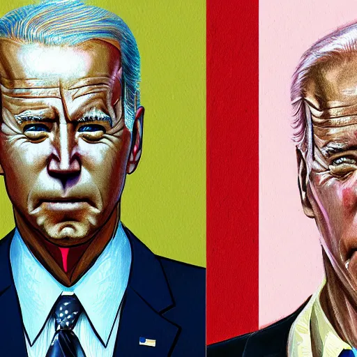 Prompt: a disco elysium portrait of Biden by Aleksander Rostov, highly detailed, symmetry