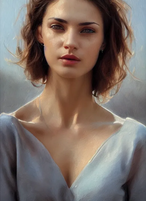 Image similar to photo of a gorgeous young woman in the style of stefan kostic, realistic, sharp focus, 8k high definition, insanely detailed, intricate, elegant