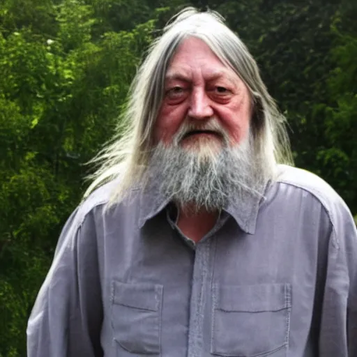 Prompt: robert wyatt with big robot cyborg legs