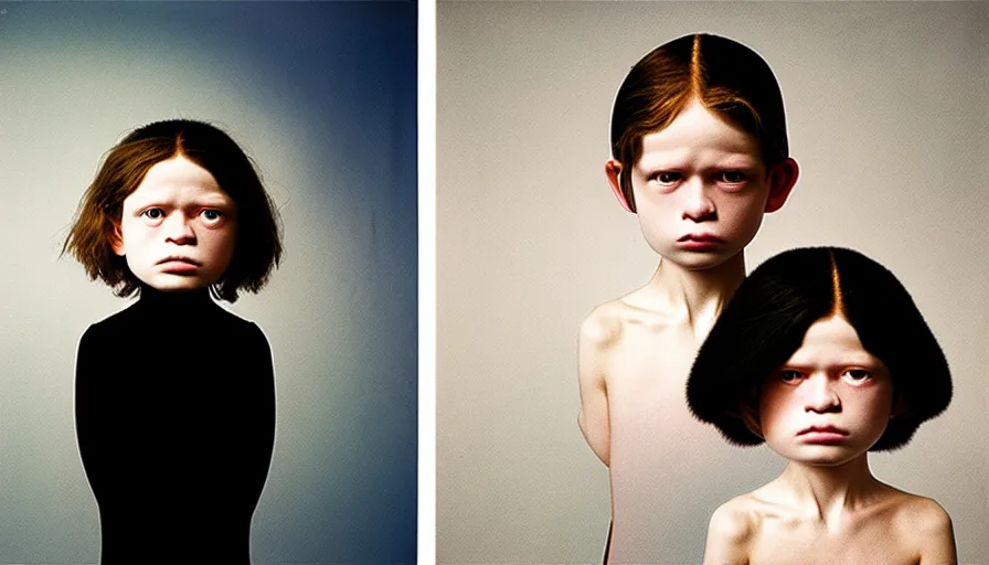 Image similar to the two complementary forces that make up all aspects and phenomena of life, by Gottfried Helnwein