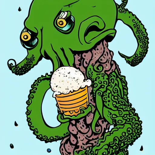 Image similar to cthulhu eating an ice - cream
