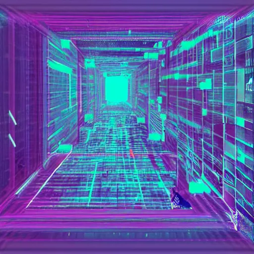 Prompt: a phycological Horror game about technology, glitch art