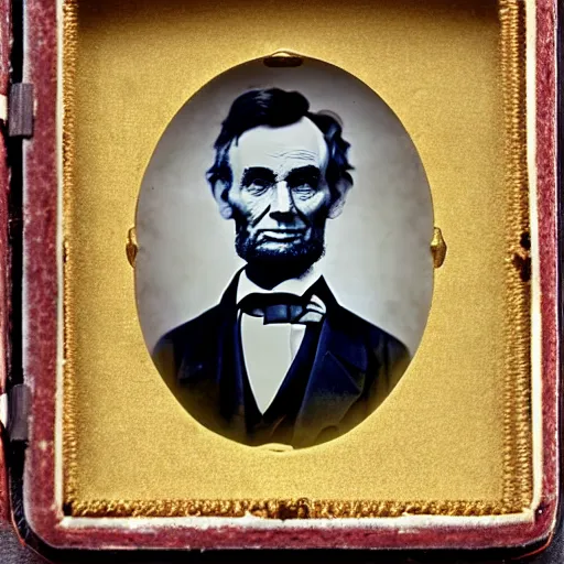 a daguerreotype of abraham lincoln holding a cell | Stable Diffusion ...