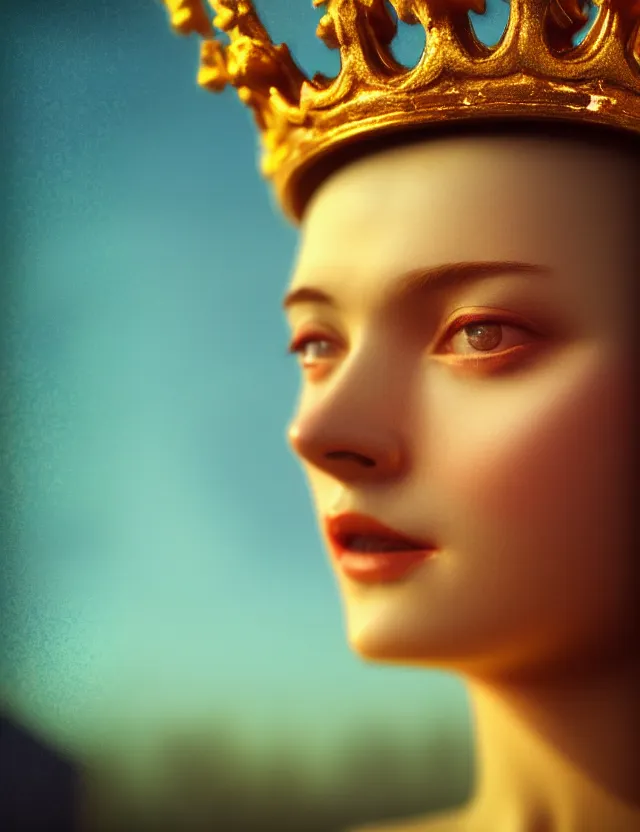 Prompt: blurred background. close-up portrait of a goddess in crown, by Artem Chebokha by Anka Zhuravleva, Anato Finnstark and Alena Aenami, Angus McKie, Anton Fadeev, octane render, unreal engine, cinematic counter light, high detail, octane render, 4k