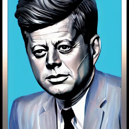 Prompt: JFK, by Alex Ross and bill sienkiewicz