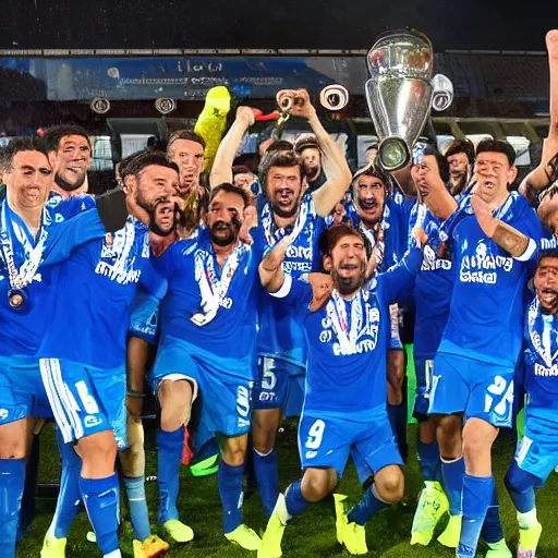 Image similar to real club deportivo de la coruna team lifting the champions league throphy